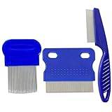 TRHDFW Nit Comb Lice Comb, 3 Pcs Nit Combs Lice Combs, Double Sided nit combs, Stainless Steel Tooth Comb, Flea Removal Combs