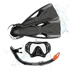 Osprey Adults Snorkel Set with Flippers, 3 Piece Diving Set with Mask Snorkel and Fins for Men and Women, Multiple Colours