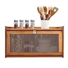 SuhoFutus Small Sideboard, 2 Layer Dark Brown Cabinet with Doors, Mini Kitchen Cabinet, Storage Cabinet for Bamboo, 50 * 25 * 27 cm, Trapezoidal, Can be used in kitchen, study room, etc