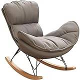 TINGMIAN Modern Accent Rocking Glider Chair Living Room Bedroom Rocker Recliner Chair Indoor Comfy Rocking Chair Mid-Century Chair,Faux Leather Soft Cushion Seat (Color : Gray)