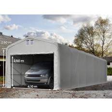 Toolport 5x24m 2.6m Sides Carport Tent / Portable Garage, 4.1x2.5m Drive Through, PVC 850, grey without statics package - (99514)