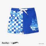 Hot Wheels Toddler boy/Kid Boy Positioned print checkerboard swim shorts