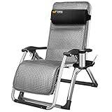 Deck Chair Garden Loungers And Recliners Sun Bed Office Folding Chairs With Cushion In Textoline With Free Side Table/Cup Holder (Silver Without cushion)