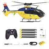 JANTY Remote Control RC Helicopter, EC-135 1/36 2.4G 6CH Direct Drive Brushless RC Helicopter Model Easy to Fly STEM Gifts for Kids Adults (RTF Version/Mode 1)