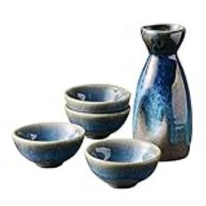TIIAXCZ Sake Set Of Cup Set,Ceramic Cups, Crafts Wine Glasses,Japanese Sake Cup Set Traditional Hand Painted Design Porcelain Pottery Ceramic Cups Crafts Wine Glasses for Cold/Warm/Shochu/Tea,6PCS,L
