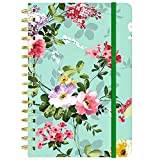 Huamxe Spiral Journal Notebook, Hardcover Lined Journal for Women, 8.4 x 6 inch, 160 Pages Thick Paper,Cute Aesthetic Floral College Ruled Notebooks for Work Writing Journaling Office School, Flower