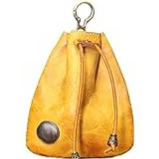 Handmade Cowhide Retro Storage Bag, Cowhide Retro Drawstring Pouch, Coin Purse Waist Bag Women (Yellow,ONE Size)