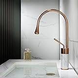 Bathroom Faucet Rose Gold Basin Faucet Brass and Marble Sink Mixer Tap Hot and Cold Sink Faucet Bathroom Lavotory Faucet (Color : Chrome Marble S),Bathroom tap