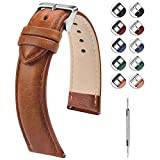 Fullmosa 22mm Watch Straps for Men Women Leather Replacement Bands Compatible with Samsung Galaxy Watch 3, Galaxy Watch 46mm, Garmin Vivoactive 4, Fossil Gen 5/6, Huawei GT2 /pro
