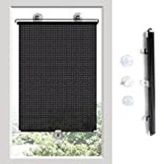 Blackout Roller Blinds, Retractable Suction Cup Roller Blinds for Windows, Balcony Sunshade Roll Up Blinds, Home/Office Thermal Insulated Curtains, Privacy Screens,Black-50×125cm(19.7 * 49.2in)