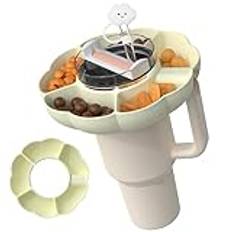 Charlux Snack Tray for Stanley Cup 30 oz with Handle Silicone Snack Bowl Compatible with Stanley Tumbler 30 oz Snack Ring Snack Holder Snack Top with Straw Cover for Stanley 30 oz Cup Reusable, Cream