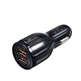 Seino Quick Charge 3.0 Car Charger Adapter Fast Charging with Dual USB Ports (Color : Black)