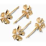 Claire's Gold-Tone Floral Pearl Hair Pins - 4 Pack