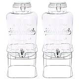 2X Chrome Stand 8.7L Glass Drinks Dispensers with Tap - Large Kitchen Party Water Juice Punch Drink Fridge Container Jug Bottle Jar - by Rink Drink
