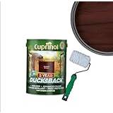 Cuprinol Ducksback- Silver Copse : Shed & Fence Paint 5 Litre| Non Drip, Water Repellent and Frost Defence. Protection for 5 Years. Includes 4" Shed,Fence and Decking Roller (Autumn Brown)