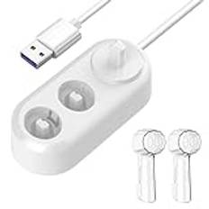 Electric Toothbrush Replacement Charger Base Compatible with Oral B iO 3 4 5 6 PRO/DB Series and 2 Toothbrush Heads Holder Cover USB Charging Base Portable Waterproof Model 3757 for Travel