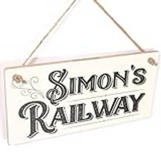 Personalised Railway Sign - Model Steam Train Room Sign Vintage Rustic Style Decor