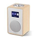 LEMEGA CR4 DAB/DAB+/FM Digital Radio with Bluetooth,Portable DAB Radio with Mains Powered,Dual Alarms Clock with Snooze,Colour Display,Wooden Effect - White Oak