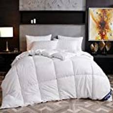 BIRANH Winter Duvet Single Bed,Luxury Winter Quilt White Goose Down Duvet, Cotton Fabric - Anti Allergen Duvet,E,150x200cm-4kg