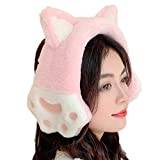 GaZooART Cat Ear Warmers For Kids Cat Claw Winter Faux Fur Adjustable Earmuffs Cute Knit Fuzzy Ear Muffs for Women Girls Ear Warm (Color : D)