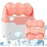 2-in-1 Ice Roller for Face Skin Care Tool Personal Skin Cooling Ice Derma Roller Therapy Tools, Cold Facial Ice Roller Massager for Eye Puffiness, Migraine, TMJ Pain Relief & Minor Injury (Pink)