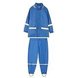 2-11Years, Kids Waterproof Jacket and Trousers Suit Set Boys or Girls 2PCS Childrens Windbreaker Cute Hooded Rain Coat Pants Raincoat Outdoor Toddler Rainwear (02-Blue, 10-11 Years)