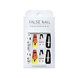 French Nail 3D Artificial Nails with Design False Nails Press on Nails with for Women 24 Pieces 2 ml Nail Polish Holder Ring (L, One Size)