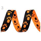 15mm Orange Paw Printed Webbing for Dog Leash / Collar