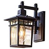 Square Outdoor Wall Lamp Retro Waterproof Exterior Coach Lamp Retro Die-cast Aluminum Shell Lantern with Clear Glass Wall Lamp, Suitable for Villa Balcony Garden Porch