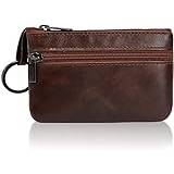 Genuine Leather Car Key Case, Key Case, Coin Purse, Coin Holder, Cash Change Wallet, Key Wallet Pouch, Key Holder with Zipper, Real Leather Men Tray Purse, Leather Key Wallet, for Women Men (Brown)