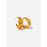 18k Gold Plated Textured Hoop Earrings CERTÍ x LEMONLUNAR - One Size / Gold