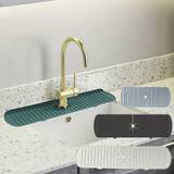 1pc Silicone Sink Faucet Mat - Protect Your Countertop And Dishes With This Splash Guard And Dish Drying Mat - Black - L