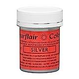 Sugarflair Silver Edible Metallic Glitter Paint, Jars of Food Dye Glittering Metallic Lustre, High Strength, Provide Excellent Coverage On Cakes & Desserts, Bright & Shimmering Colours - 35g