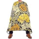 Barber Haircut Cape Flower Seamless Big Golden Flowers And Foliage On Dark Barber Apron Cape Waterproof Hairdressing Cape Unisex Hair Cutting Cape For Kids Hair Cutting Salon