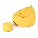 Amsg Sofa Bean Bag - Ultra Soft Bean Bag Chair -Large Small Lazy Sofas Cover Chairs without Filler Linen Cloth Lounger Seat Bean Bag Pouf Puff Couch Tatami Living Room Beanbags,yellow,70x80cm