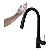 Kitchen Faucet, Kitchen tap,Kitchen Sink Mixer Tap with Pull Out Spray Head High Arc Dual Function Swivel Spout Single Handle Kitchen Mixer Taps-Black