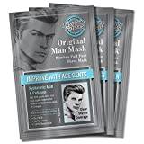 Fuss Free Naturals Sheet Face Mask For Men, Mens Skincare Bamboo Sheet Mask, Anti-Ageing With Hyaluronic Acid + Collagen, For Clean Shaven Men - Pack of 3 Sachets