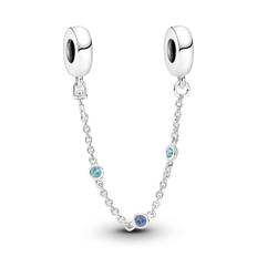 Pandora Triple Blue Stone Safety Chain - Sterling Silver / Man-made Crystal