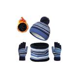 2 Pieces Kids Winter Knitted Hat Scarf and Gloves Set Girls 3 Piece Pom Pom Hat Fleece Lining Scarf Gloves Cold Weather Set for Boys and Girls 3-7 Yea