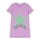 Stella McCartney Kids - Purple Fringed Star T-Shirt Dress - Kids - Cotton/Polyester/Spandex/Elastane