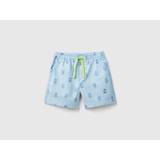 Benetton, Shorts With Ice Cream Print, size 5-6, Sky Blue, Kids
