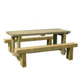 Set of Outdoor Wooden Refectory Table and Sleeper Bench by Forest Garden, L180 cm
