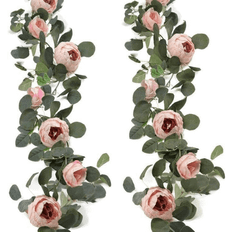 1pc Artificial Flowers Garland Eucalyptus Garland Vintage Fake Flower Peony Rose Vine Greenery Decorative Wall Hanging Plant For Wedding Arch Door Arrangement Party Decor - 1pc 160cm Pink
