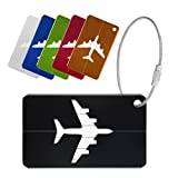 Vicloon Luggage Tag, 6Pcs Luggage Labels Travel Suitcases Aluminium Tags, Aluminum Luggage Tag with Name ID Card for Luggage Baggage Identity ID Labels