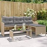 Lechnical Garden Sofa with Table and Cushions L-Shaped Mix Beige Poly Rattan,Garden Sofa,Garden Furniture,Outdoor Patio Sofa,Outdoor Conservatory Patio(SPU:365576)