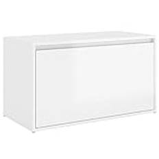 vidaXL Hall Bench Modern Home Living Room Furniture Accessories Box Hallway Entryway Storage Bench Seating Unit with Drawer Chipboard High Gloss White