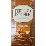 FERRERO ROCHER MILK CHOCOLATE BAR WITH HAZELNUTS & COCOA FILLING 90g