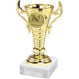 Dog Agility Trophy Cup on White Marble Base Gold 12.5cm (5")