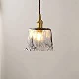Square Retro Glass Pendant Lantern Antique Brass Hanging Lamp Fixture Nordic Restaurant Lights Chandelier