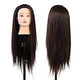 Synthetic Fiber Hair Training Head, High Temp Resist, 60cm Long Hair with Dark Brown, for Cosmetology Practice